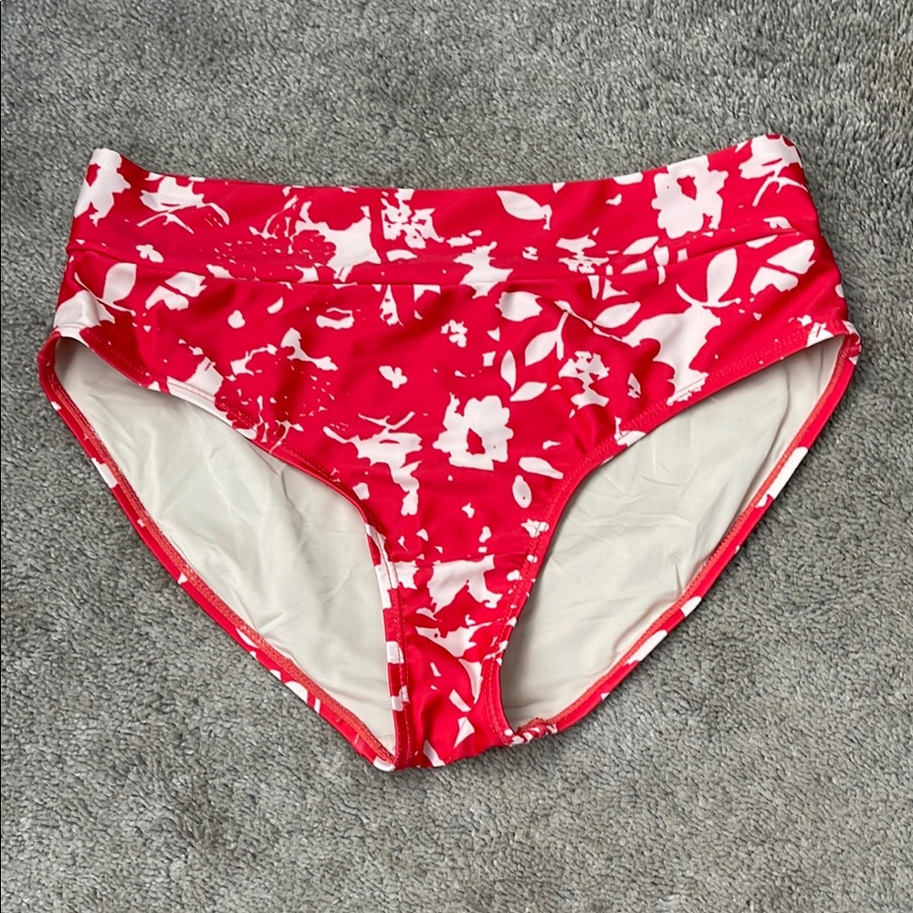 Red and White Floral Bikini Bottom